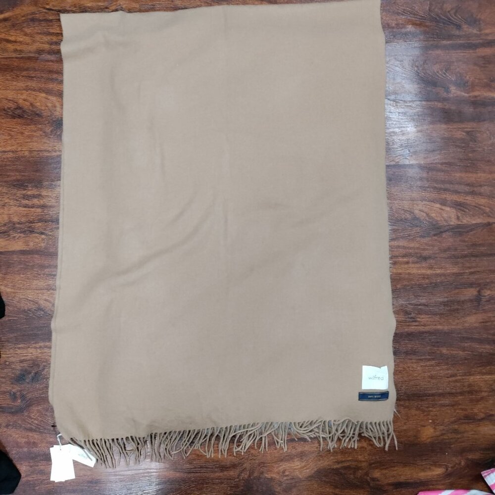 NWT Wilfred Fringed Classic Gold Camel 100% Wool Neck Warmer Scarf XXL - Picture 7 of 14